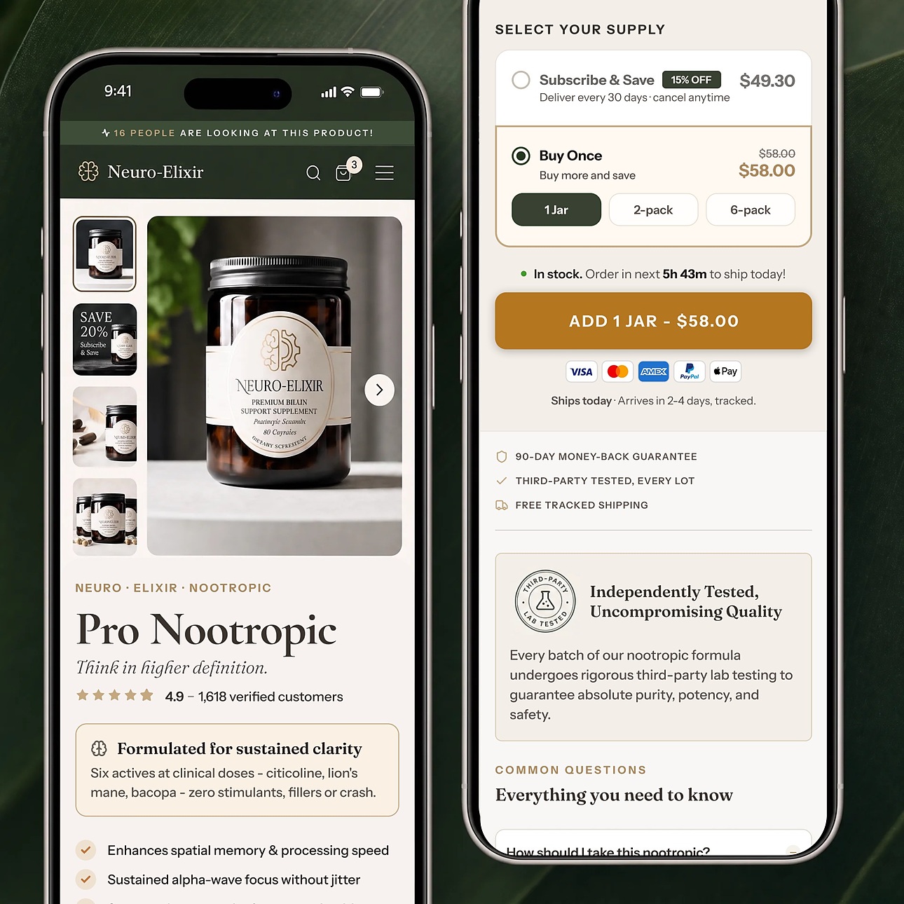 Neuro-Elixir buy box — after calibration